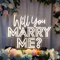 Will You Marry Me Neon Sign LED Light 70cm Wedding Mariage Decor with 12V Power Adapter Neon Signs Party Room Wall Decoration