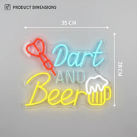 Dart & Beer Neon LED Signs - Fun Bar Wall Light with Dartboard Mug Design | Perfect Decor for Game Room Pub Man Cave Home Bar