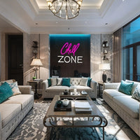 Chill Zone Neon Sign LED Light Emitting Letter USB Powered Wall Art Decor for Lounge Game Room Bar Man Cave Decor Neon Light
