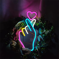 Hand Heart Neon Light LED USB Wall Decor Light for Bedroom Bar Pub Restaurant Birthday Parties Wall Decoration Decor Neon Light