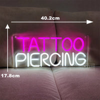 TATTOO Neon Sign Light Salon Studio Shop Plaque Pink LED Wall Art Decor Sign For Body Piercing Business Store Beauty Indoor USB