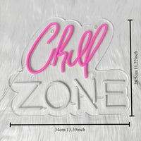 Chill Zone Neon Sign LED Light Emitting Letter USB Powered Wall Art Decor for Lounge Game Room Bar Man Cave Decor Neon Light