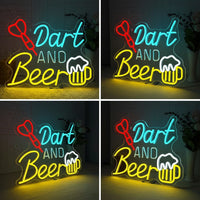 Dart & Beer Neon LED Signs - Fun Bar Wall Light with Dartboard Mug Design | Perfect Decor for Game Room Pub Man Cave Home Bar
